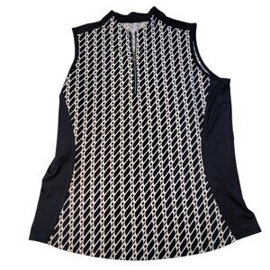 Tail Sleeveless Shirt Womens Large Dark Navy White Golf Activewear Top 1/4 Zip
